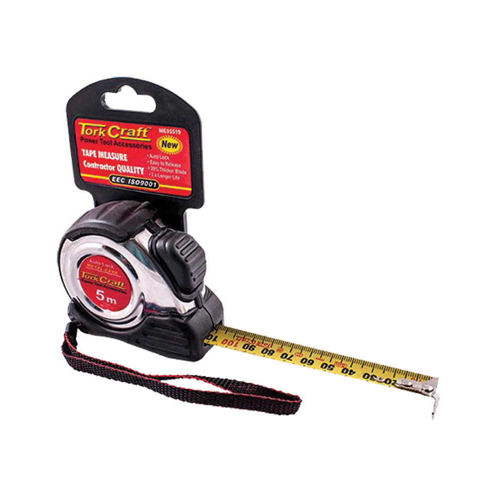 MEASURING TAPE SELF LOCK 5M X 19MM S/S & RUBBER CASING MATT FINISH