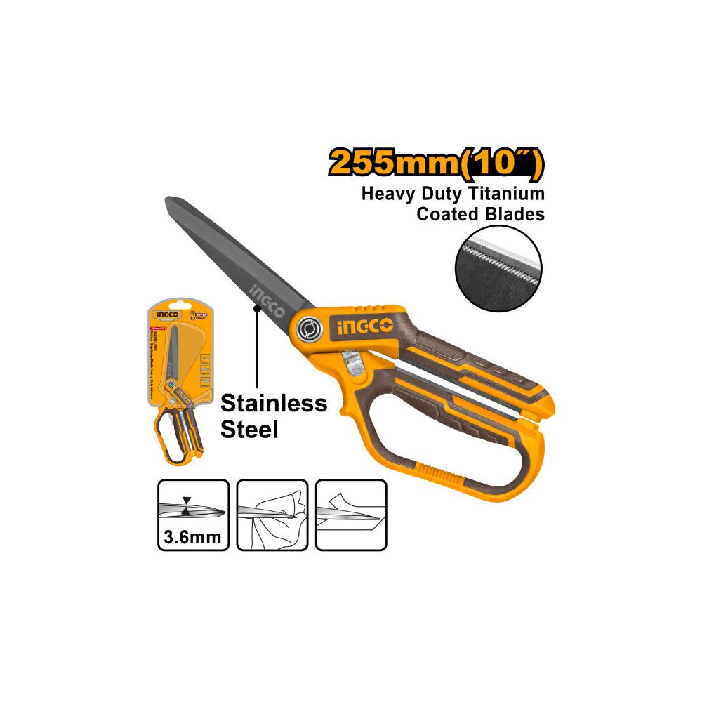INGCO RUBBER GRIP 255MM HEAVY DUTY SCISSOR