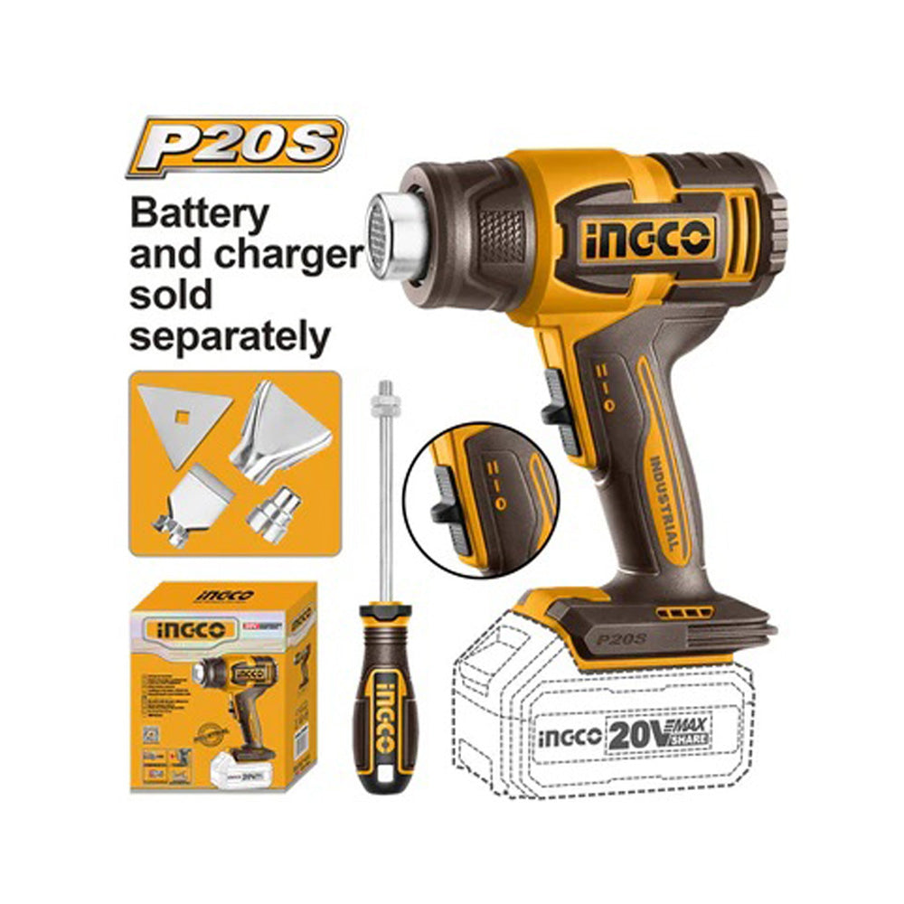 INGCO 20V PS+ C/L HEAT GUN +ACC 3PCS NO B/C