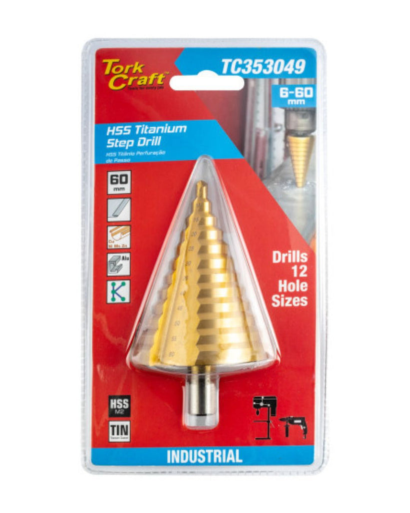 TORK CRAFT STEP DRILL HSS 6-60MM M2 CARDED