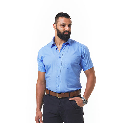 DROMEX FORMAL SHORT SLEEVE SHIRT COLOUR-SKY BLUE SIZE-3XL