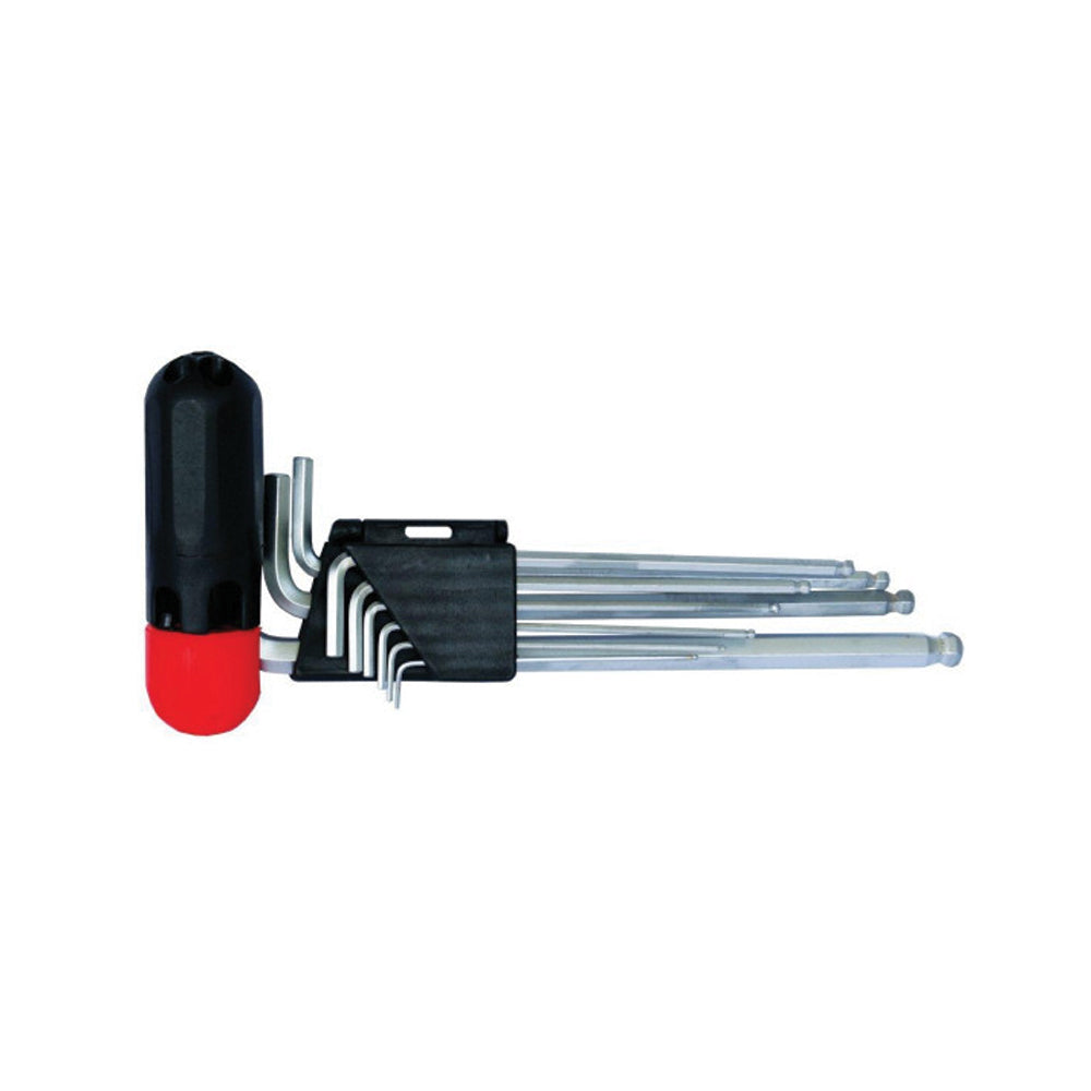 TORK CRAFT 9PCE BALL POINT ALLEN KEY SET WITH INTERCHANGEABLE HANDLE