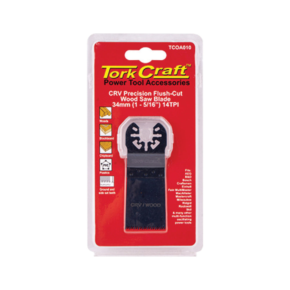 TORK CRAFT QUICK CHANGE FLUSH CUT WOOD SAW BLADE 34MM(1-5/16)14TPI CRV