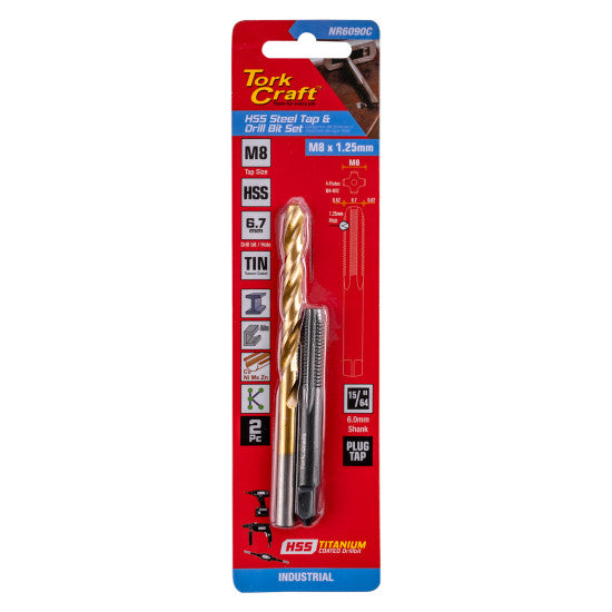 TORK CRAFT TAP HSS 8X1.25 &  DRILL 6.7MM 2PC SET