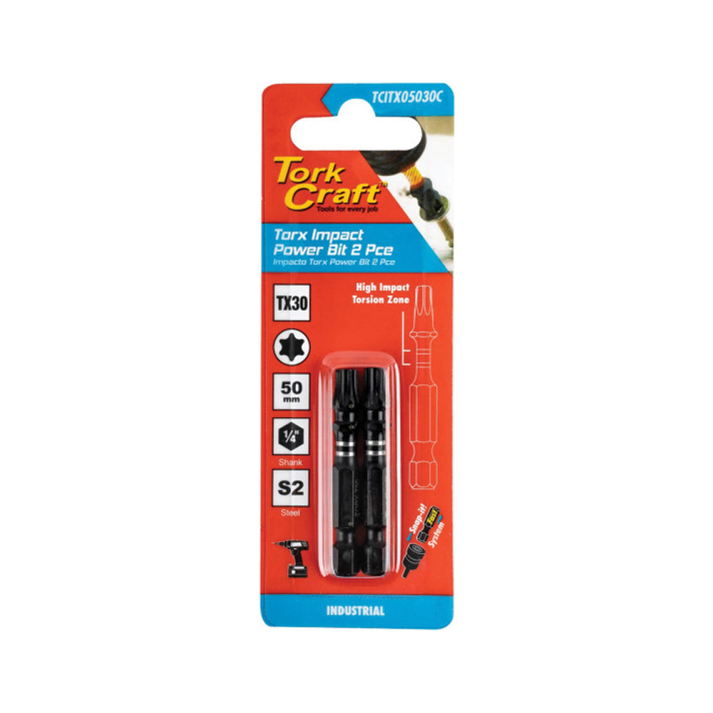 TORK CRAFT TORX TX 30 IMPACT BIT 50MM 2PC CARDED