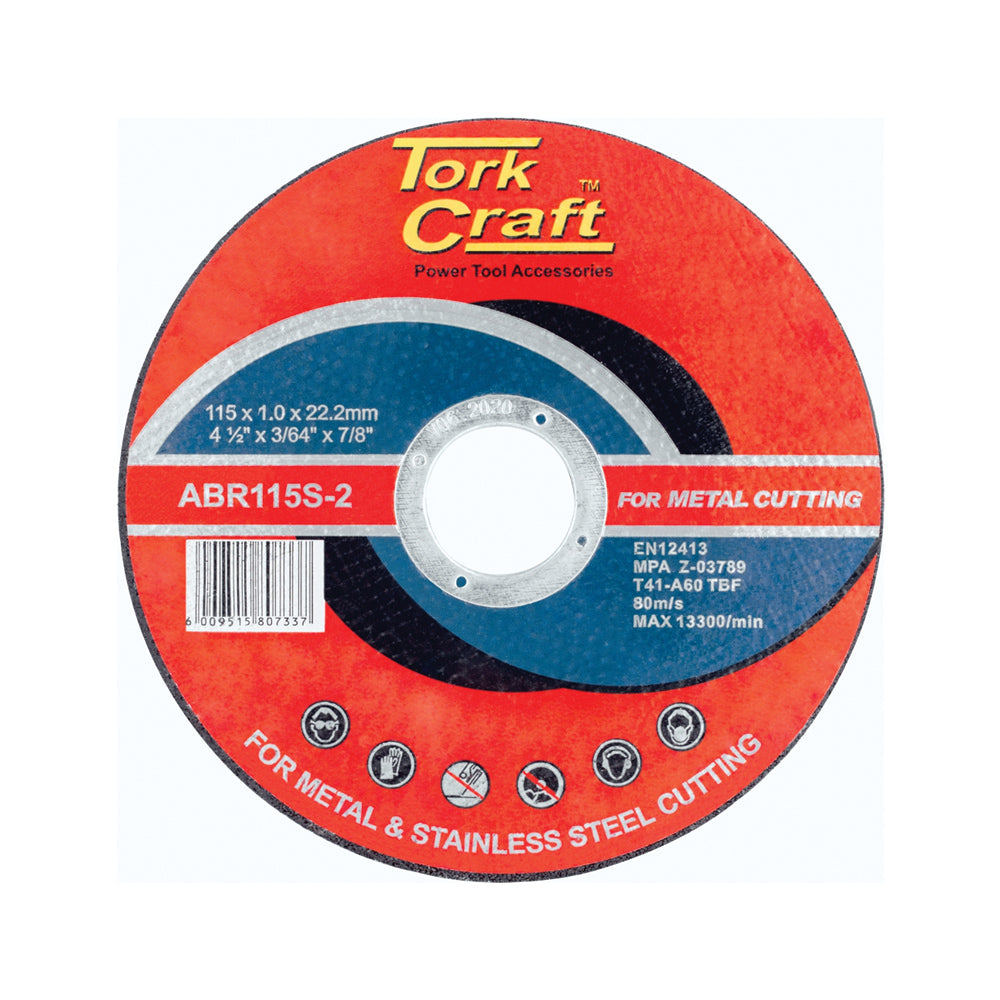 TORK CRAFT CUTTING DISC STEEL  and SS 115 X 1.0 X 22.2 MM