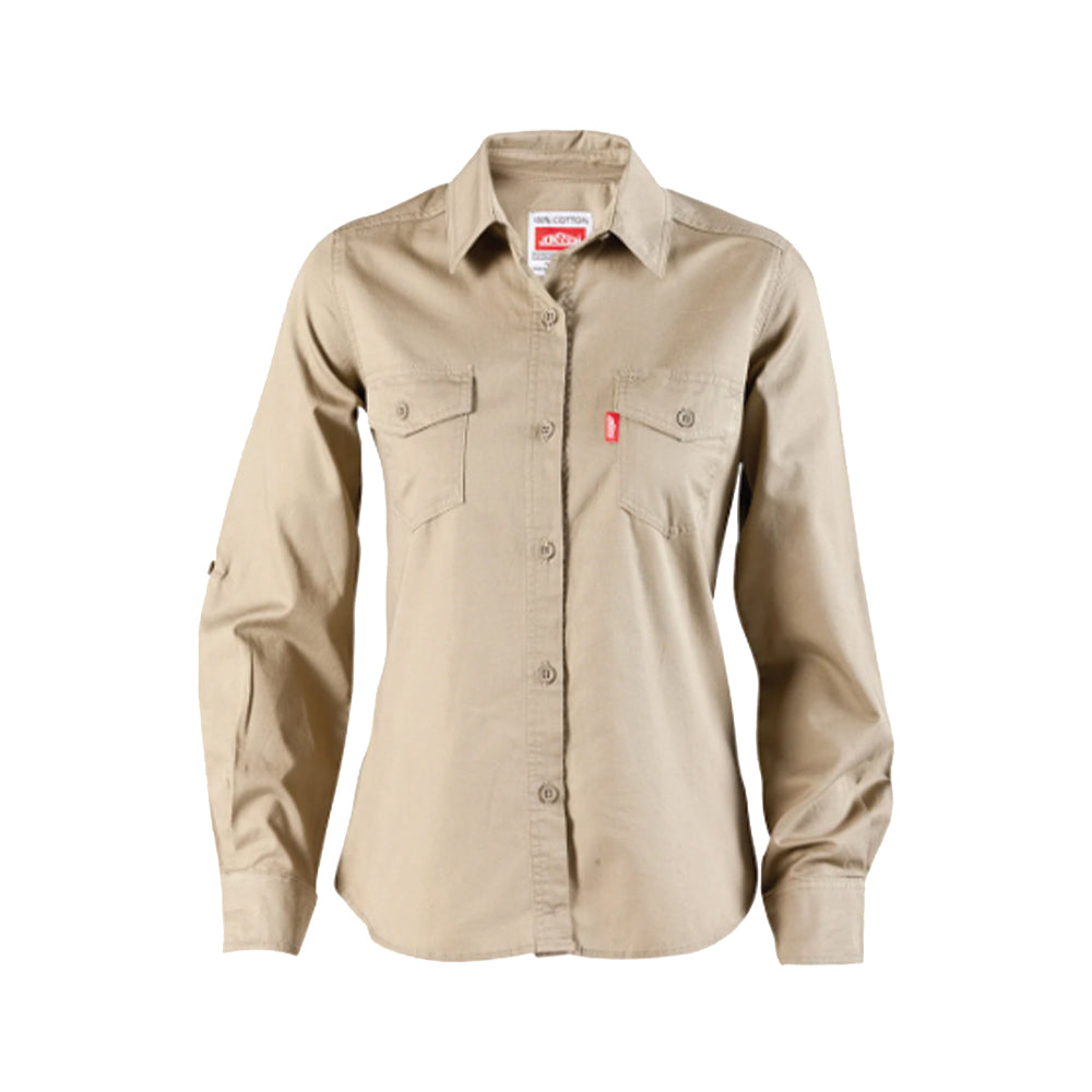 JONSSON WOMENS L/S WORK SHIRT COLOUR-KHAKI SIZE-L