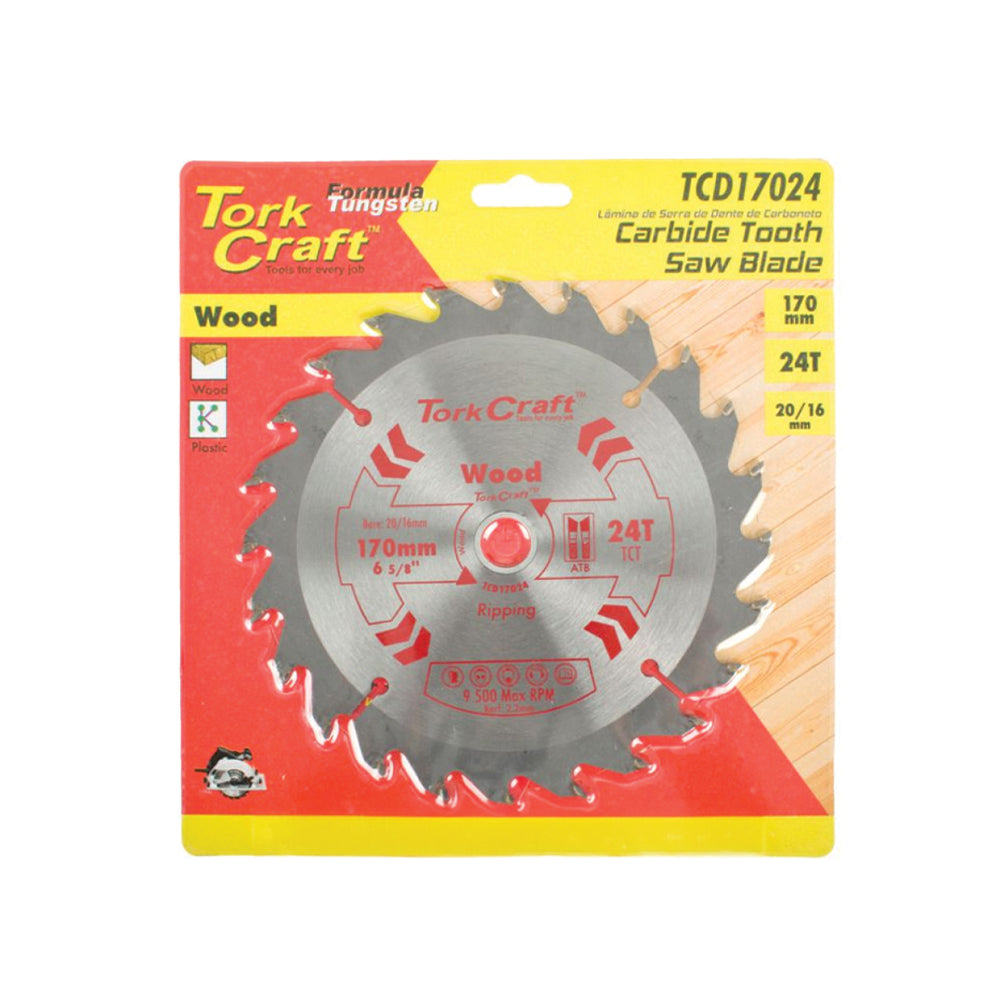 TORK CRAFT BLADE TCT 170 X 24T 20/16 GENERAL PURPOSE RIP