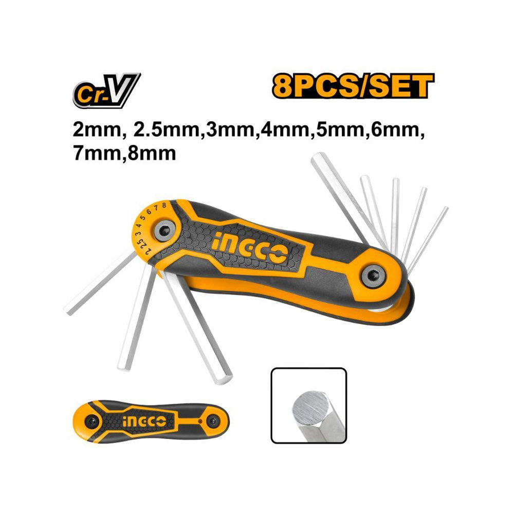 INGCO A/KEY 8PC KNIFE 2.0-8.0MM CRV