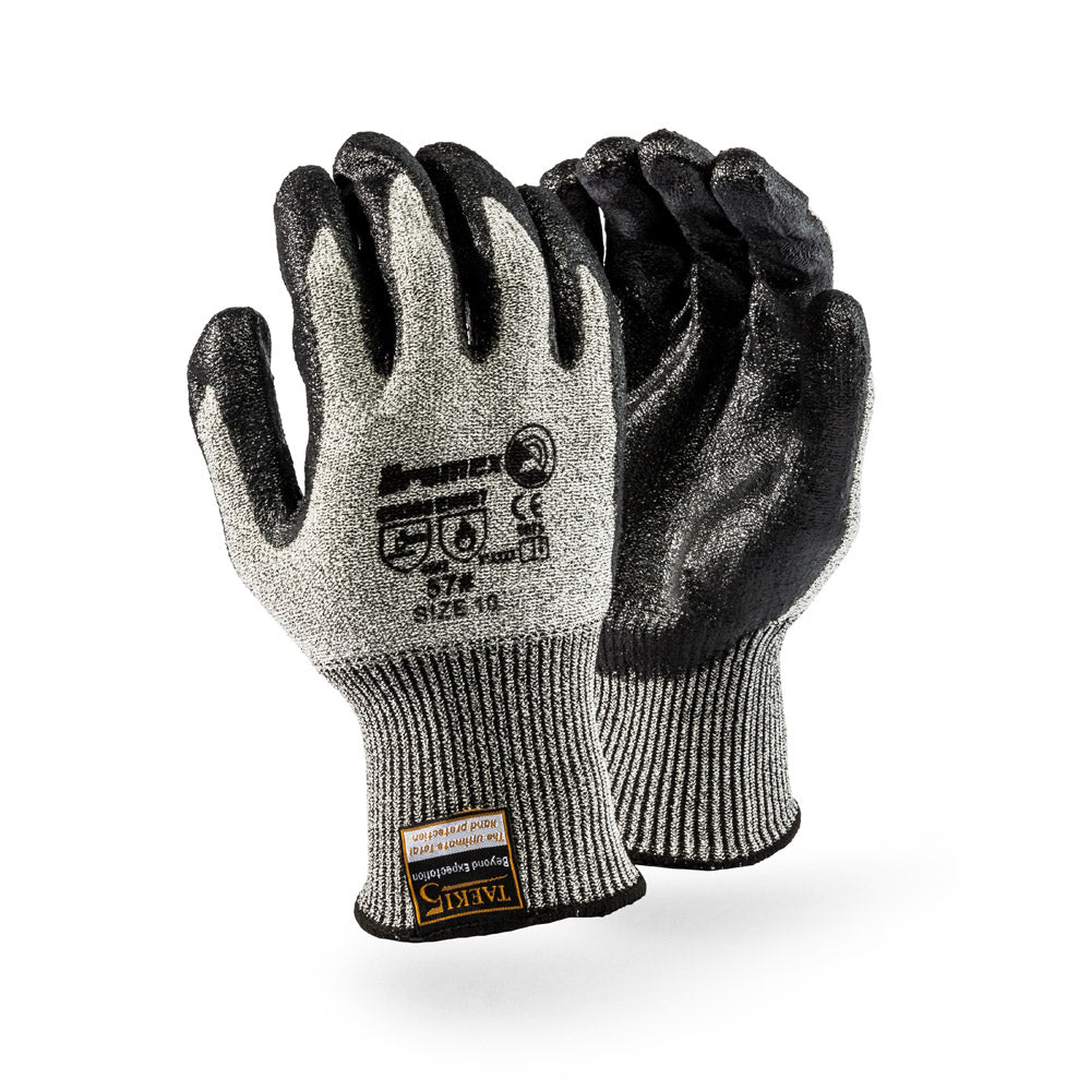 DROMEX TAEKIS GLOVE BLACK NITRILE PALM COATED ON GREY SIZE 10(12)
