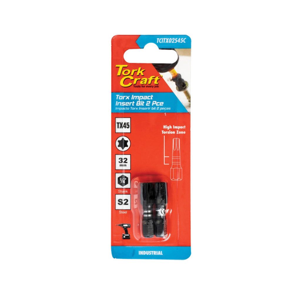 TORK CRAFT TORX TX 45 IMPACT BIT 25MM 2PC CARDED