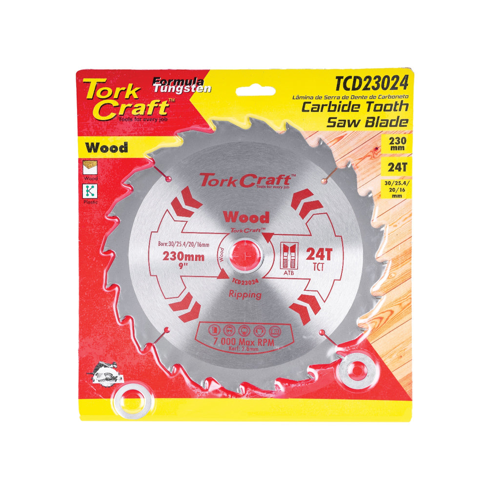 TORK CRAFT BLADE TCT 230 X 24T 30/1/20/16 GENERAL PURPOSE RIP