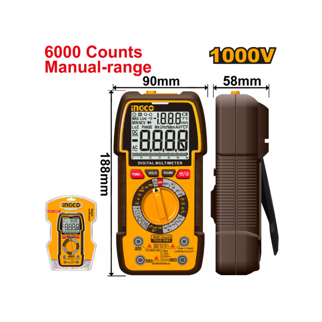 INGCO MULTIMETER AUTO RANGE TRUE RMS6000 COUNTS