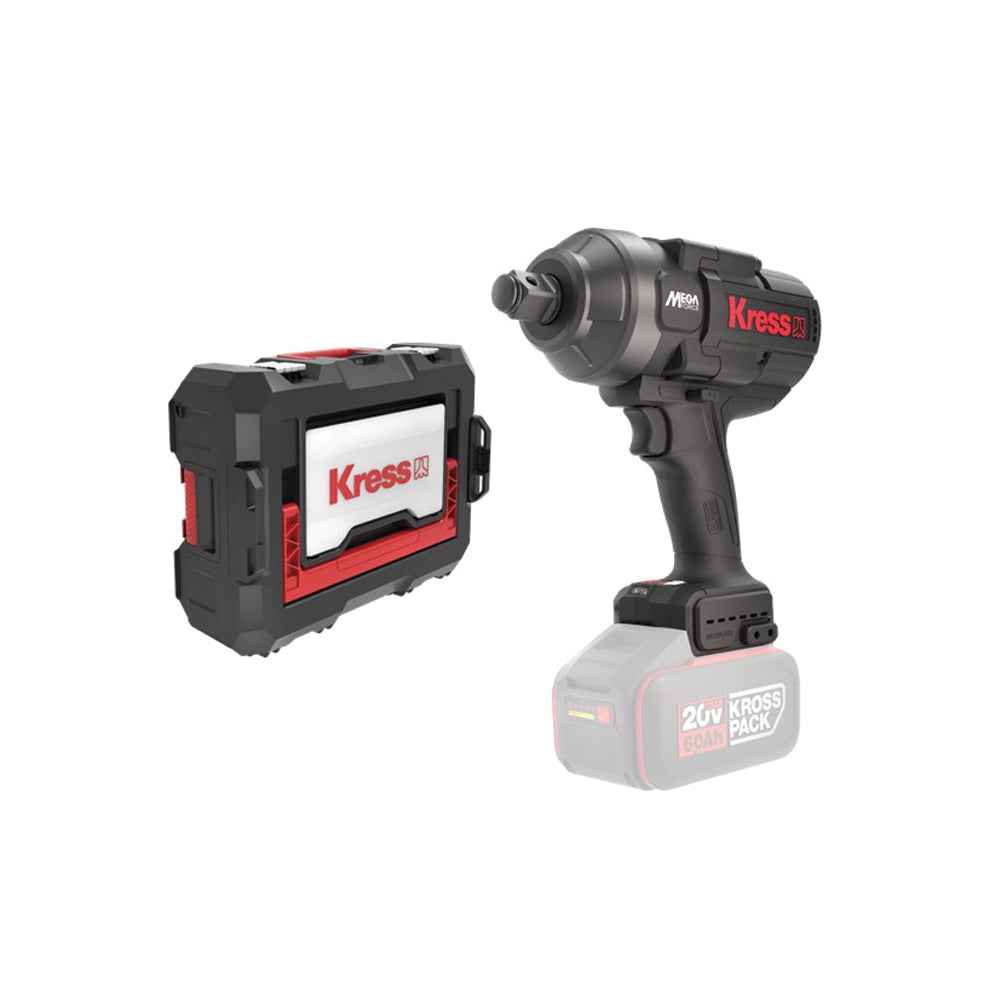 KRESS CORDLESS IMPACT WRENCH  20V BL 1700NM 3/4" BARE TOOL STACKING CASE S