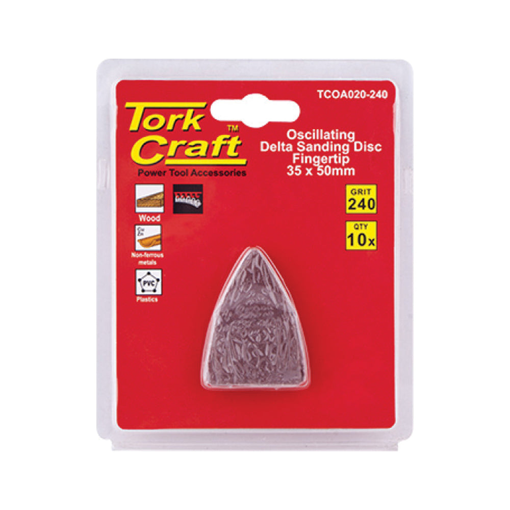 TORK CRAFT OSCILATING SANDPAPER A/O 35X50MM 10PC  FINGERTIP 240GRIT