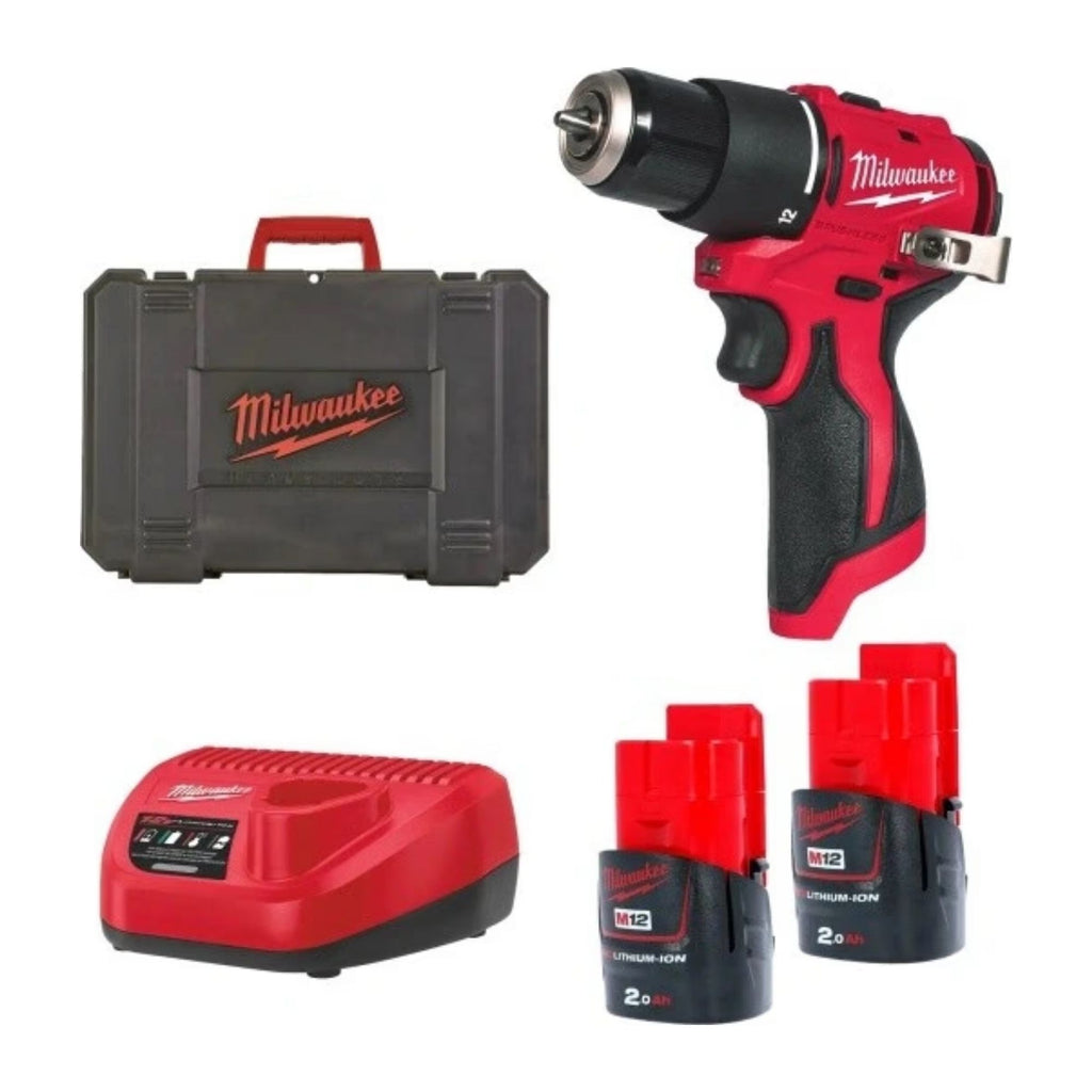 MILWAUKEE M12BLPDRC-202C PERCUSSION DRILL INCL. 2 x 2AH BATT & CHARG