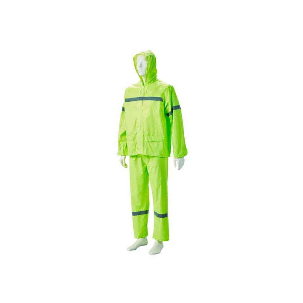 DROMEX LIME GREEN RUBBERIZED RAIN SUIT WITH REFLECTIVE SIZE S