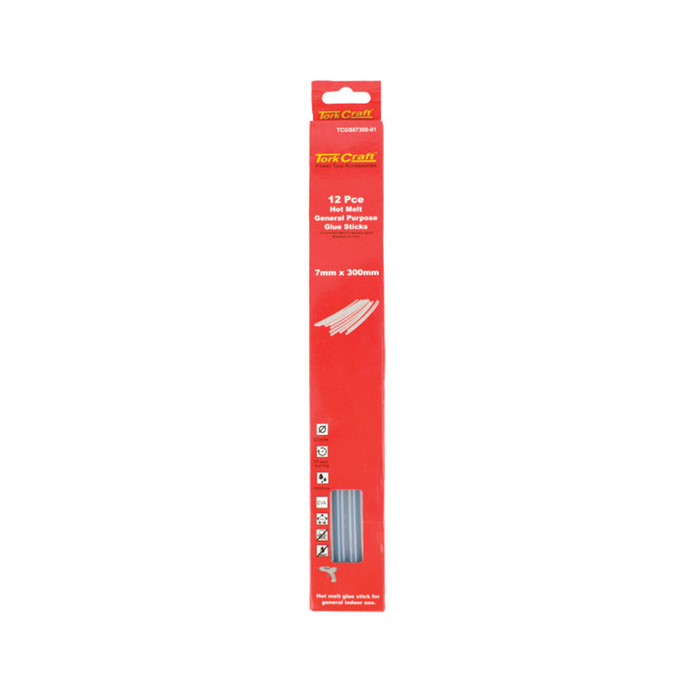 TORK CRAFT GLUE STICK 07 X 300MM 12PC HOT MELT GEN. PURPOSE EVA 18000CPS