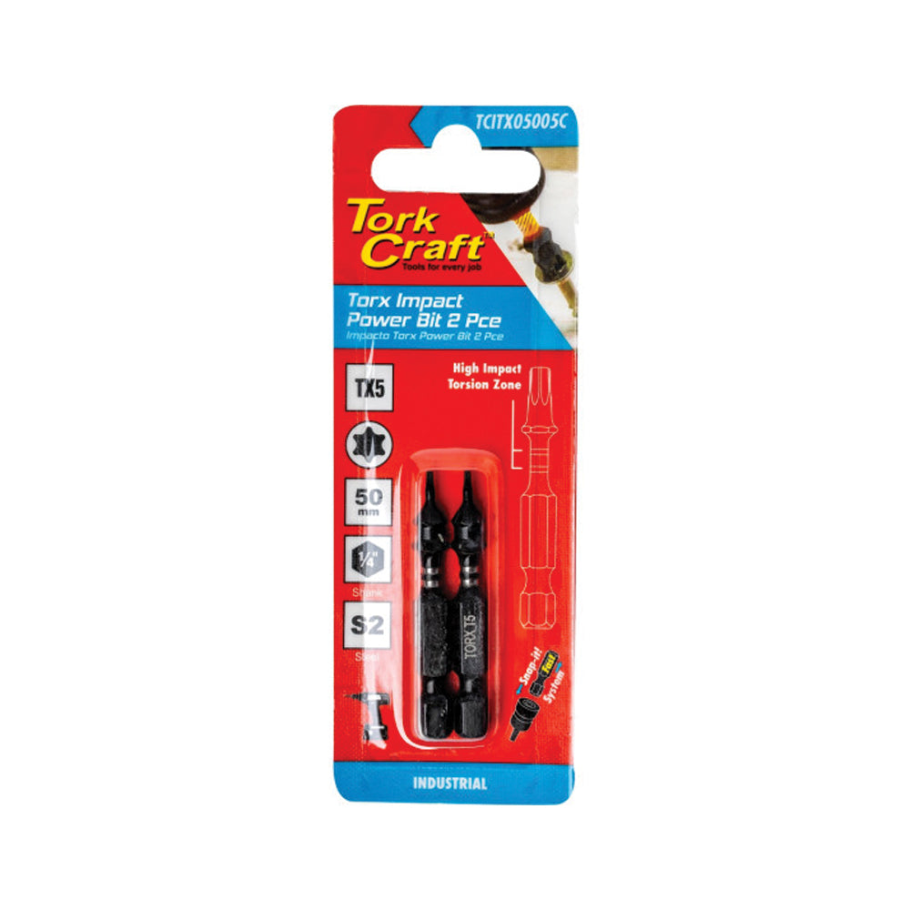 TORK CRAFT TORX TX 5 IMPACT BIT 50MM 2PC CARDED