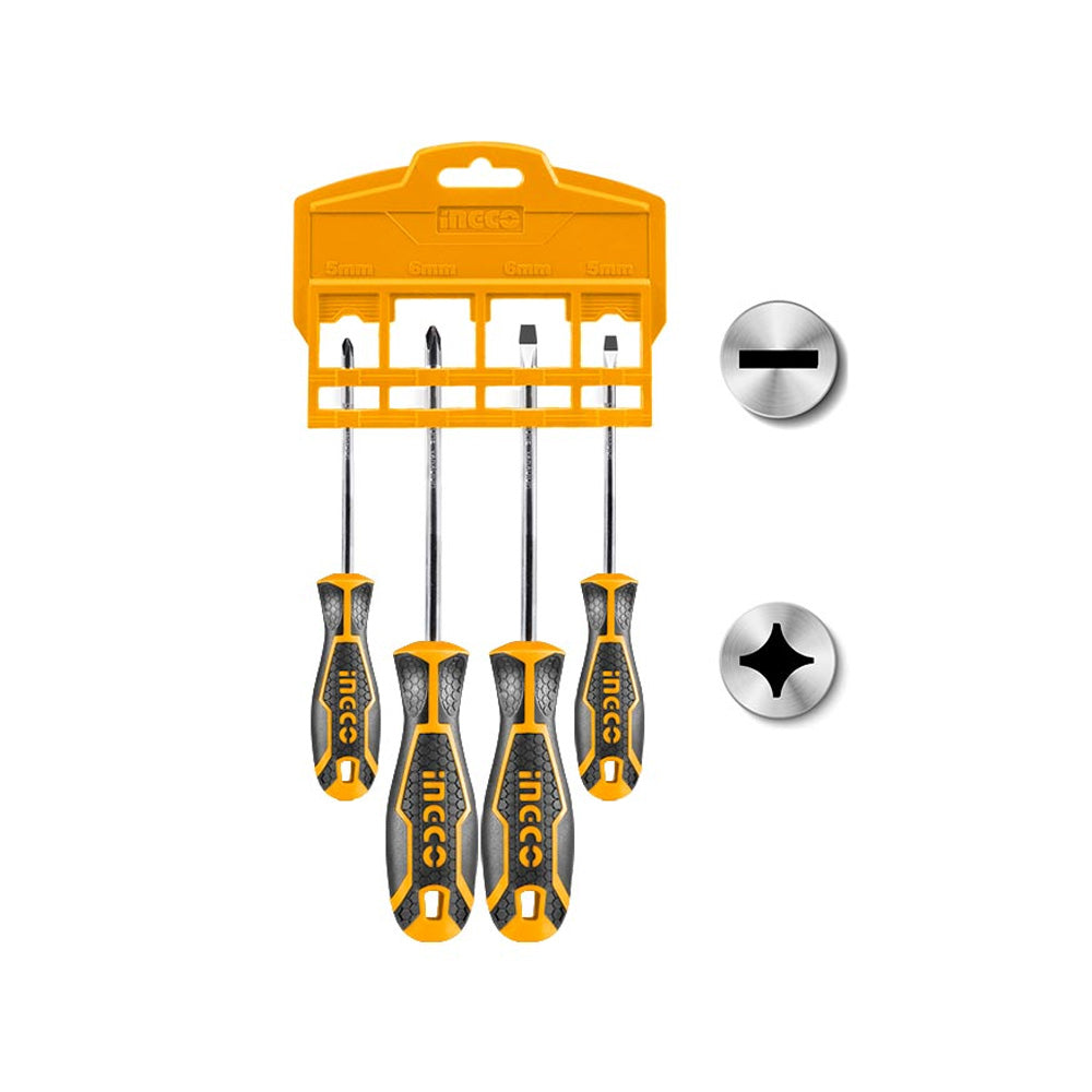 INGCO S/DRIVER SET CARD CrMo 4PC