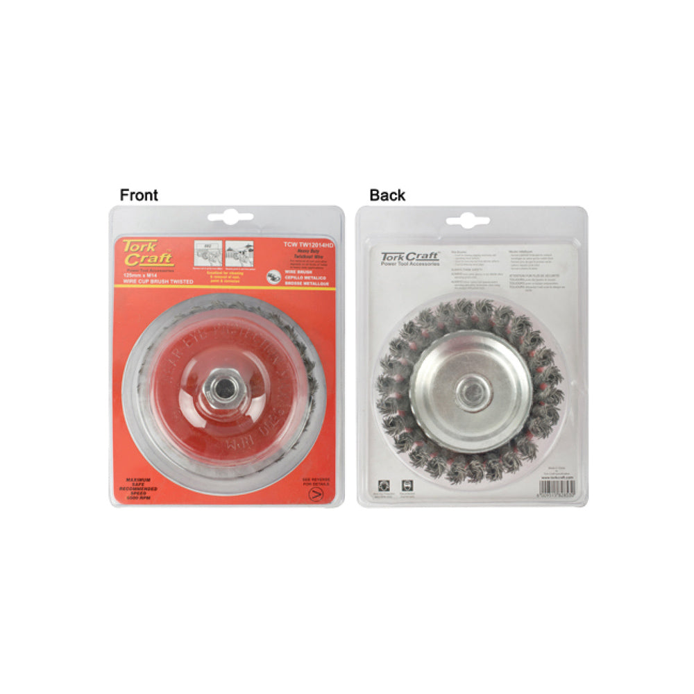 TORK CRAFT WIRE CUP BRUSH TWISTED 125MMXM14 WITH 0.80MM WIRE