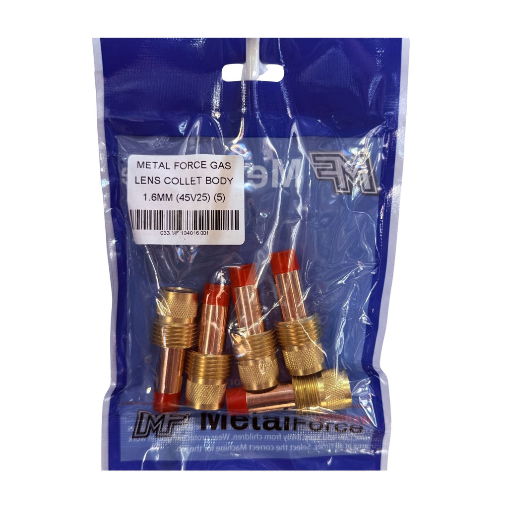 METAL FORCE GAS LENS COLLET BODY 1.6MM (45V25)  (PACK OF 5)
