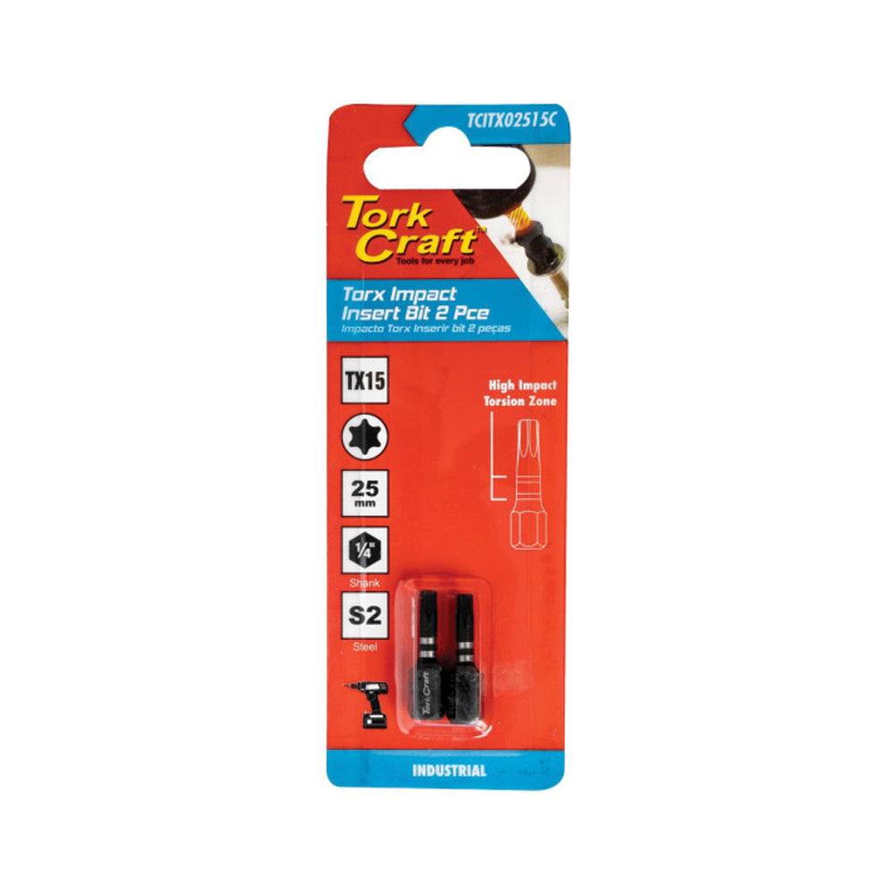 TORK CRAFT IMPACT TORX TX 15 IMPACT BIT 25MM 2PC CARDED