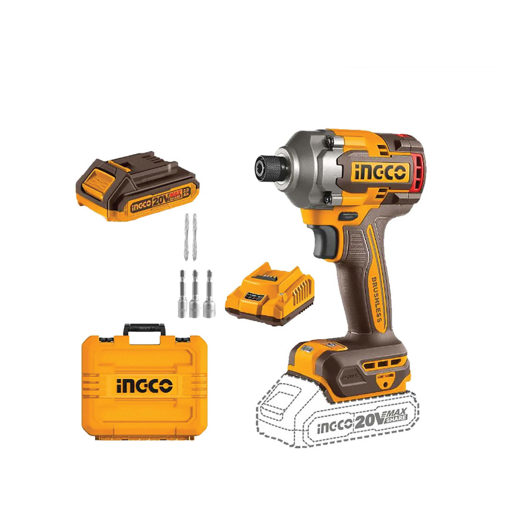 INGCO CORDLESS IMPACT DRIVER 285NM 2 BATTERY KIT