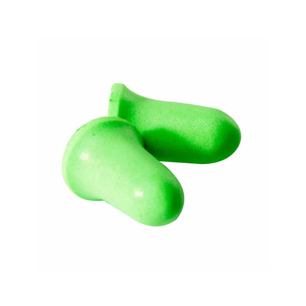 DROMEX FLUORESCENT GREEN BELL PU FOAM DISPOSABLE & UN CORDED EARPLUG
