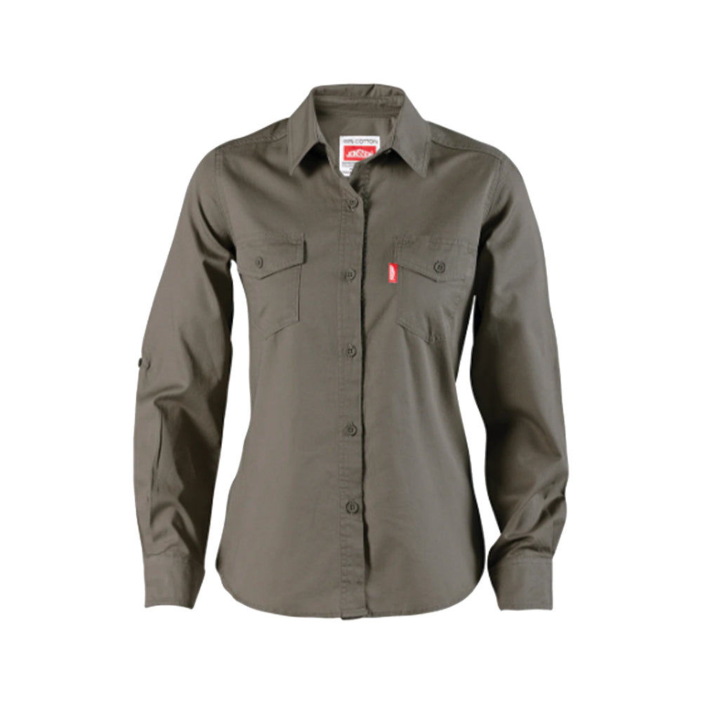 JONSSON WOMENS L/S WORK SHIRT COLOUR-FATIGUE SIZE-M