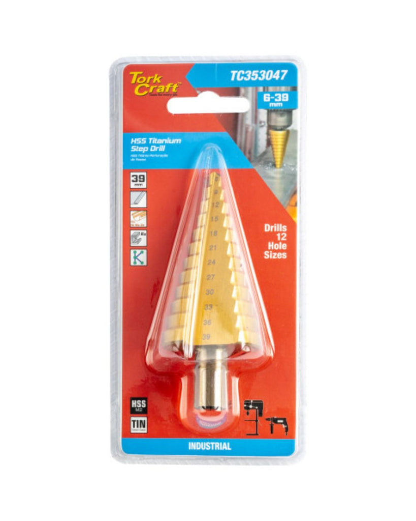 TORK CRAFT STEP DRILL HSS 6-39MM M2 CARDED