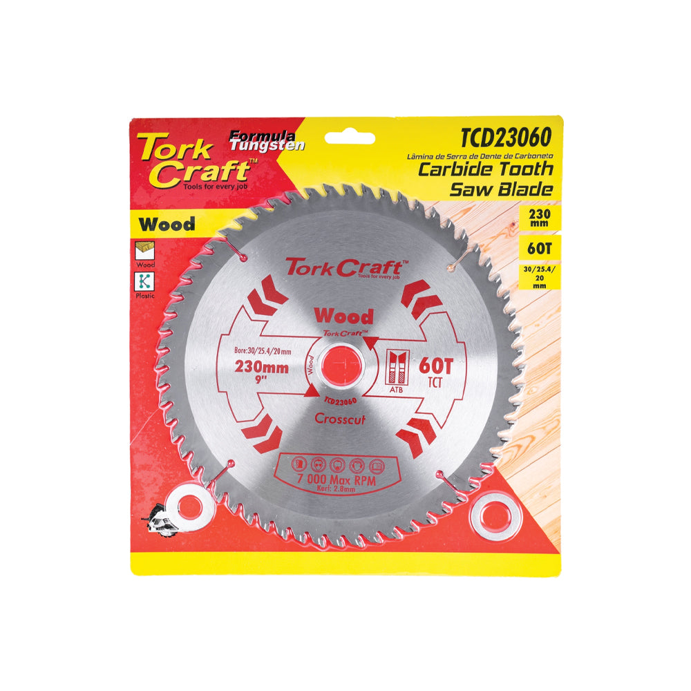 TORK CRAFT BLADE TCT 230 X 60T 30/1/20 GENERAL PURPOSE CROSS CUT