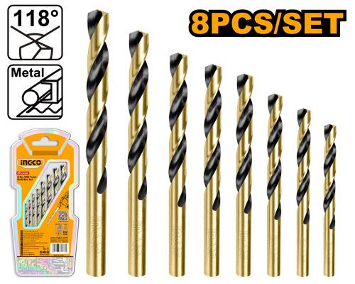 INGCO DRILL BIT SET TWIST HSS 8PC