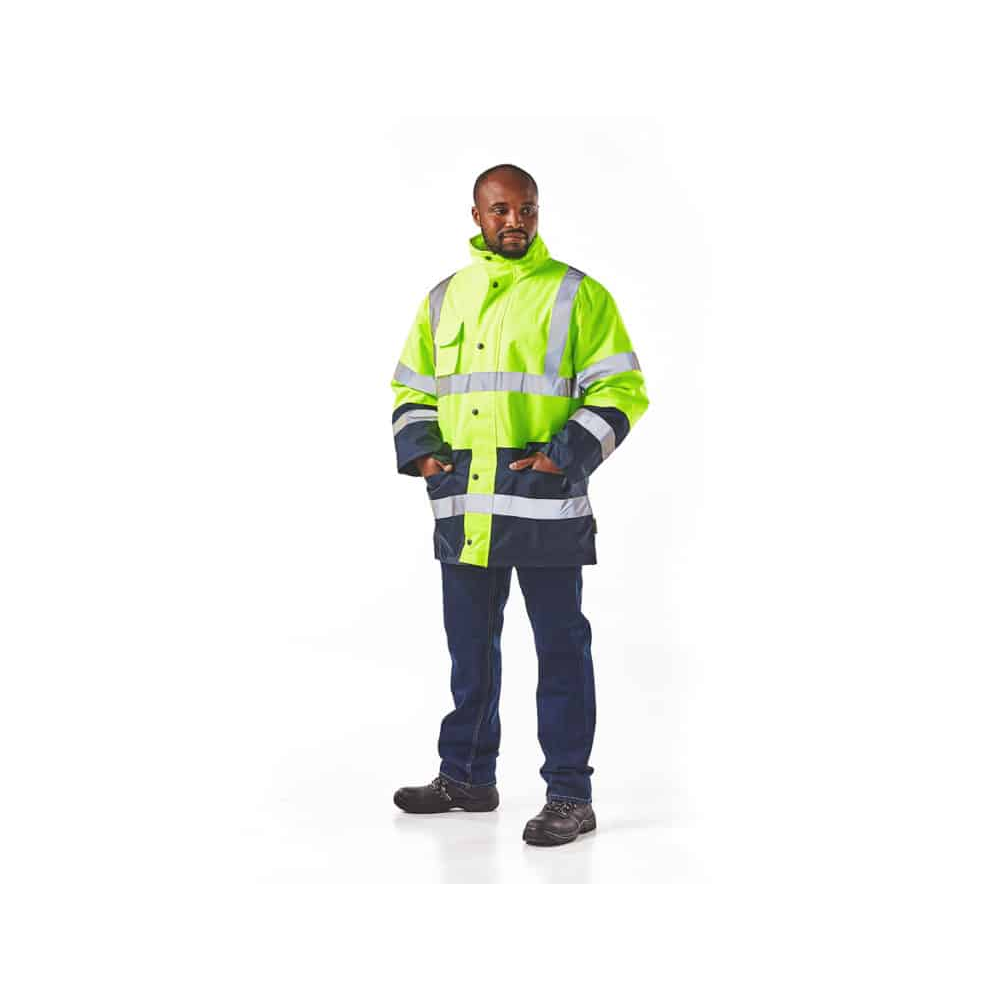 DROMEX TWO TONE WATERPROOF HI VIZ THERMAL JACKETS COLOUR-LIME/NAVY SIZE XL