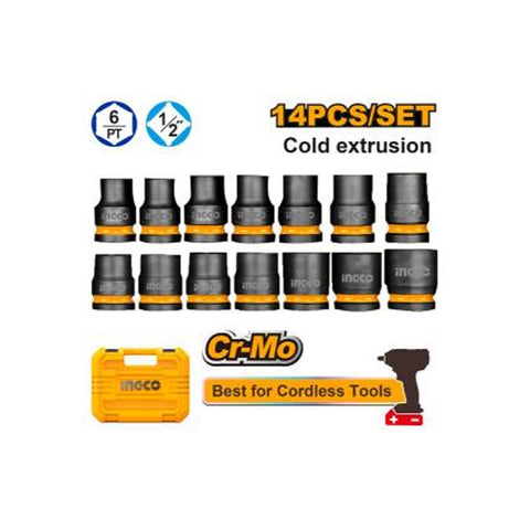 INGCO IMPACT SOCKET SET 1/2 14PC