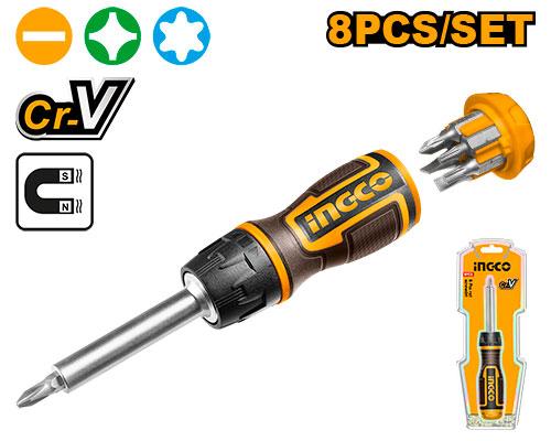 INGCO S/DRIVER RATCHET 8PC