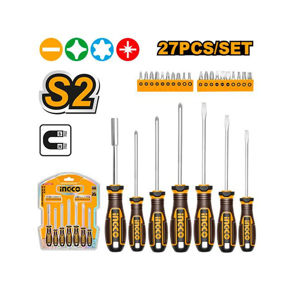 INGCO S/DRIVER S2 SET INCL BITS 27PC