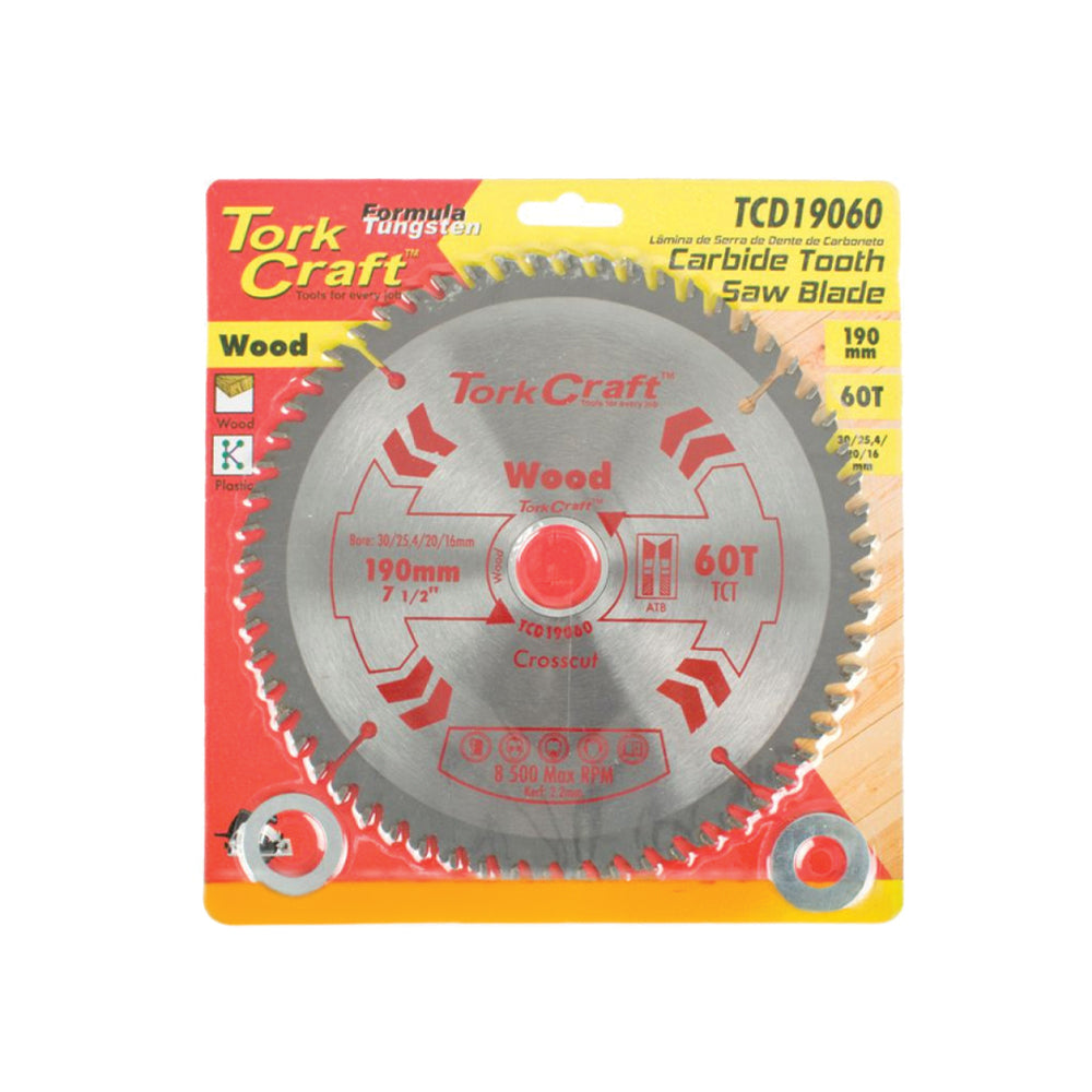 TORK CRAFT BLADE TCT 190 X 60T 30/20 GENERAL PURPOSE CROSS CUT