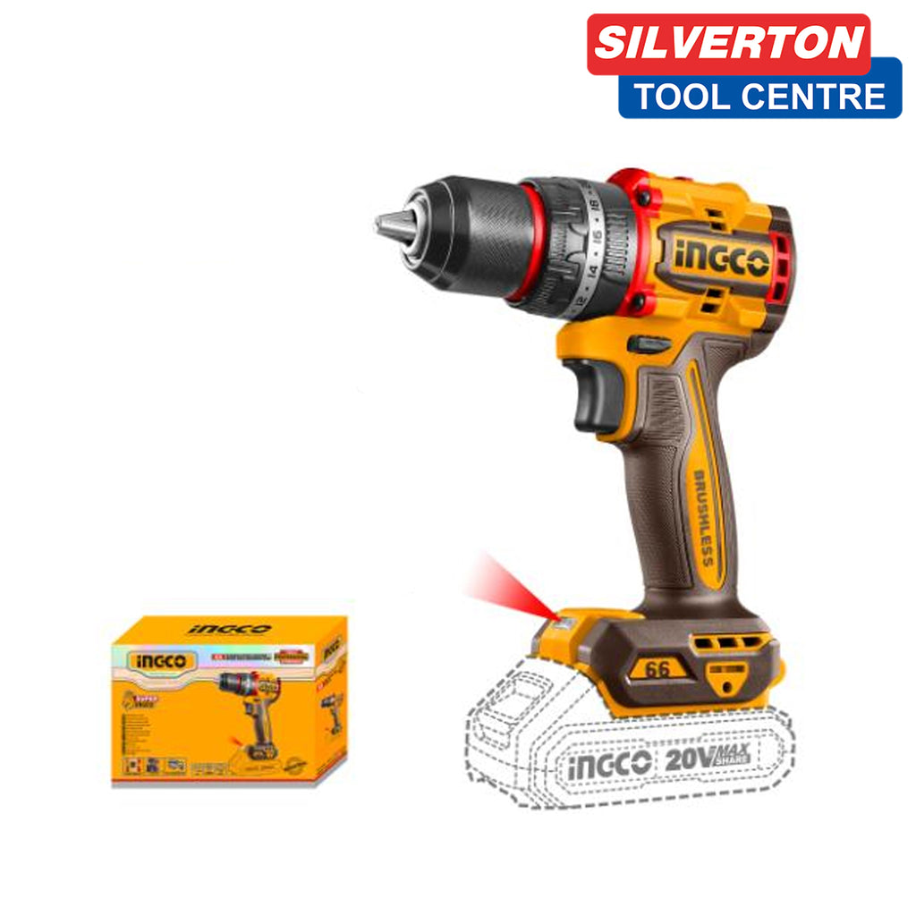 INGCO 20V PS+ C/L DRILL B/L 66NM IMP KIT +ACC
