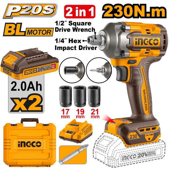 INGCO C/L 230NM IMPACT DRIVER AND WRENCH KIT