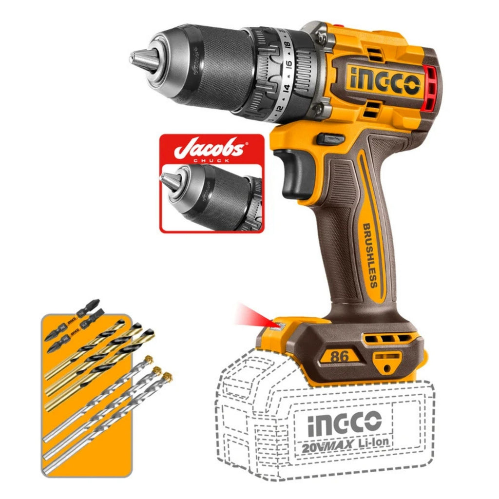 INGCO 20V C/L 86NM IMPACT DRILL BARE