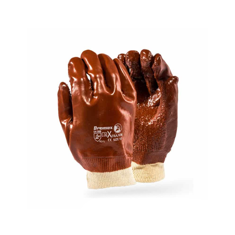 DROMEX BROWN ROUGH PVC GLOVE  (72)
