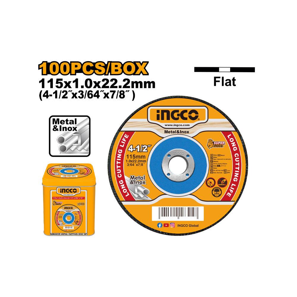 INGCO DISC CUT METAL ABRASIVE 115 SET 100PC
