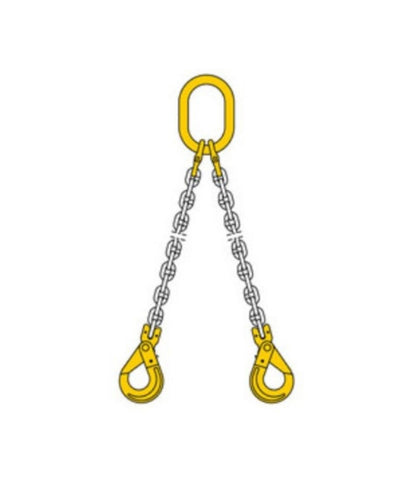7MM X 2M 2 LEG CHAIN SLING C/W SELF LOCKING HOOKS