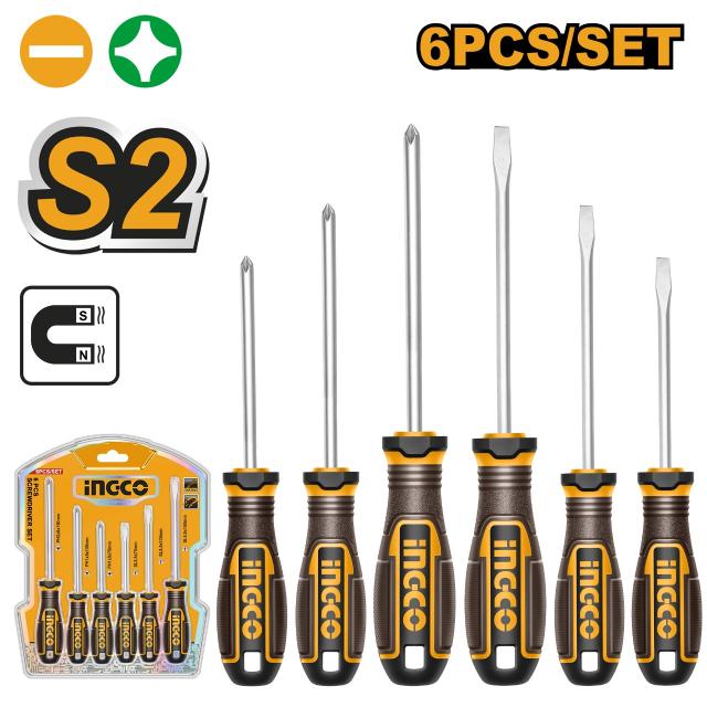 INGCO S/DRIVER S2 SET PH&SLOTTED 6PC