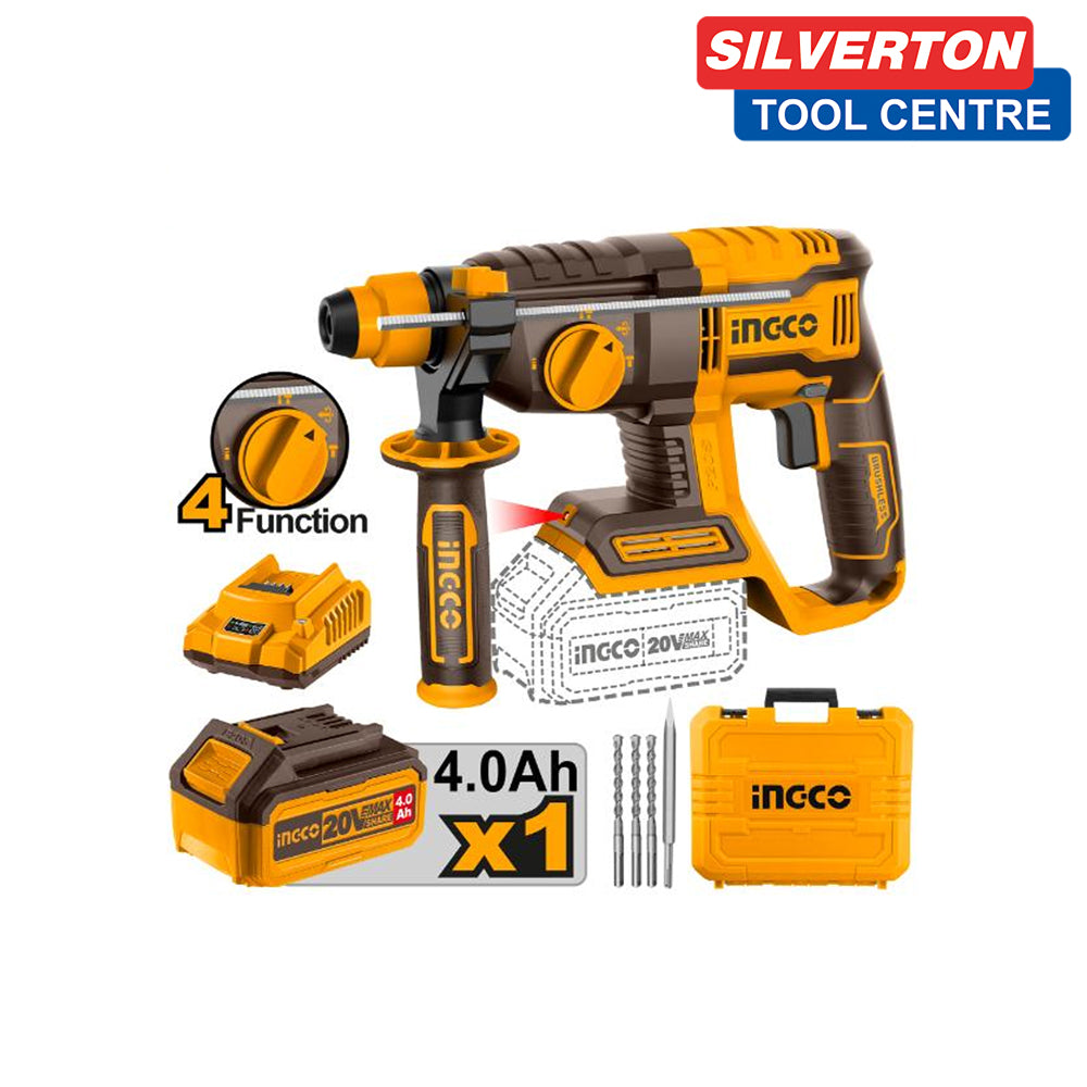 INGCO CORDLESS ROTARY DRILL BRUSHLESS 20V KIT INCL BATT & CHA