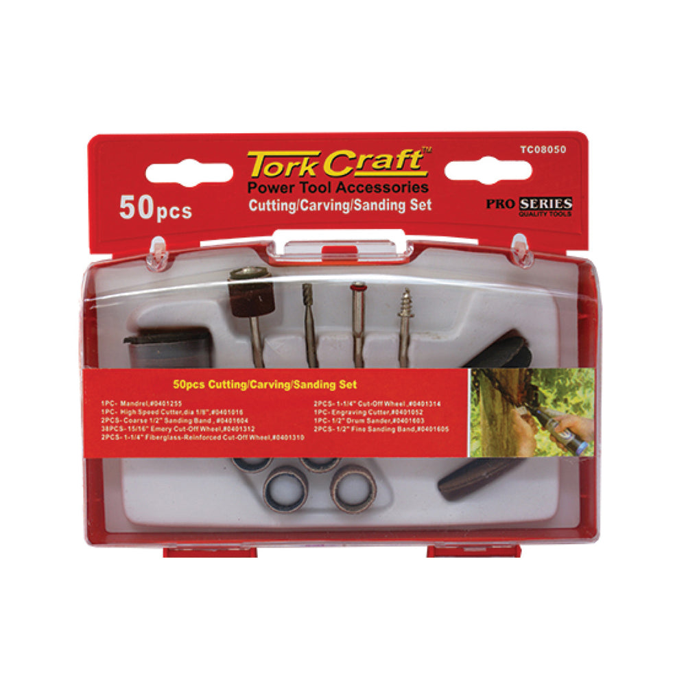 TORK CRAFT CUTTING CARVING SANDING SET 50 PCE MINI