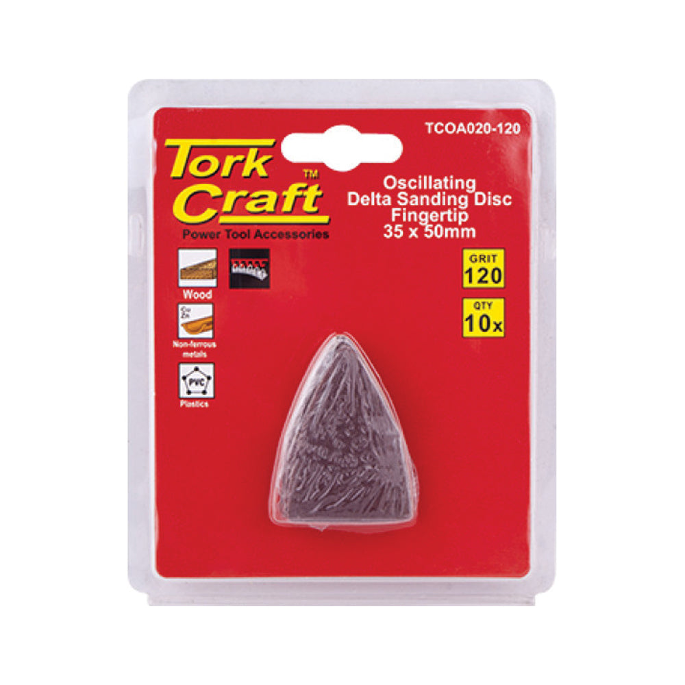 TORK CRAFT OSCILATING SANDPAPER A/O 35X50MM 10PC  FINGERTIP 120GRIT