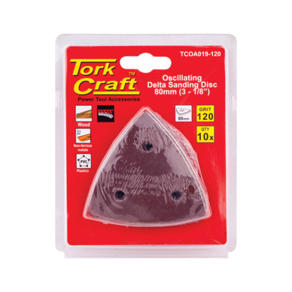 TORK CRAFT OSCILATING SANDPAPER A/O 80MM 10PC DELTA SHAPE 120GRIT