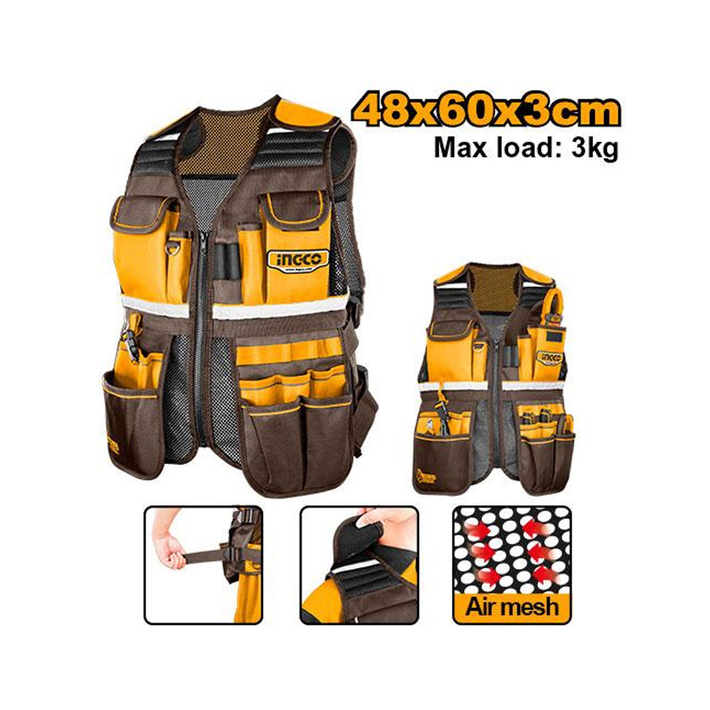 INGCO TOOL VEST ADJ STRAPS 48X60X3CM 17 POCKET 3KG